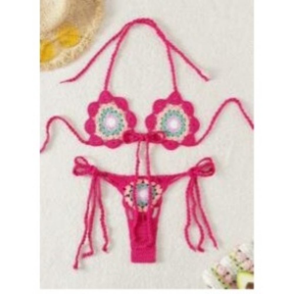 SHEIN Crochet Floral Bikini